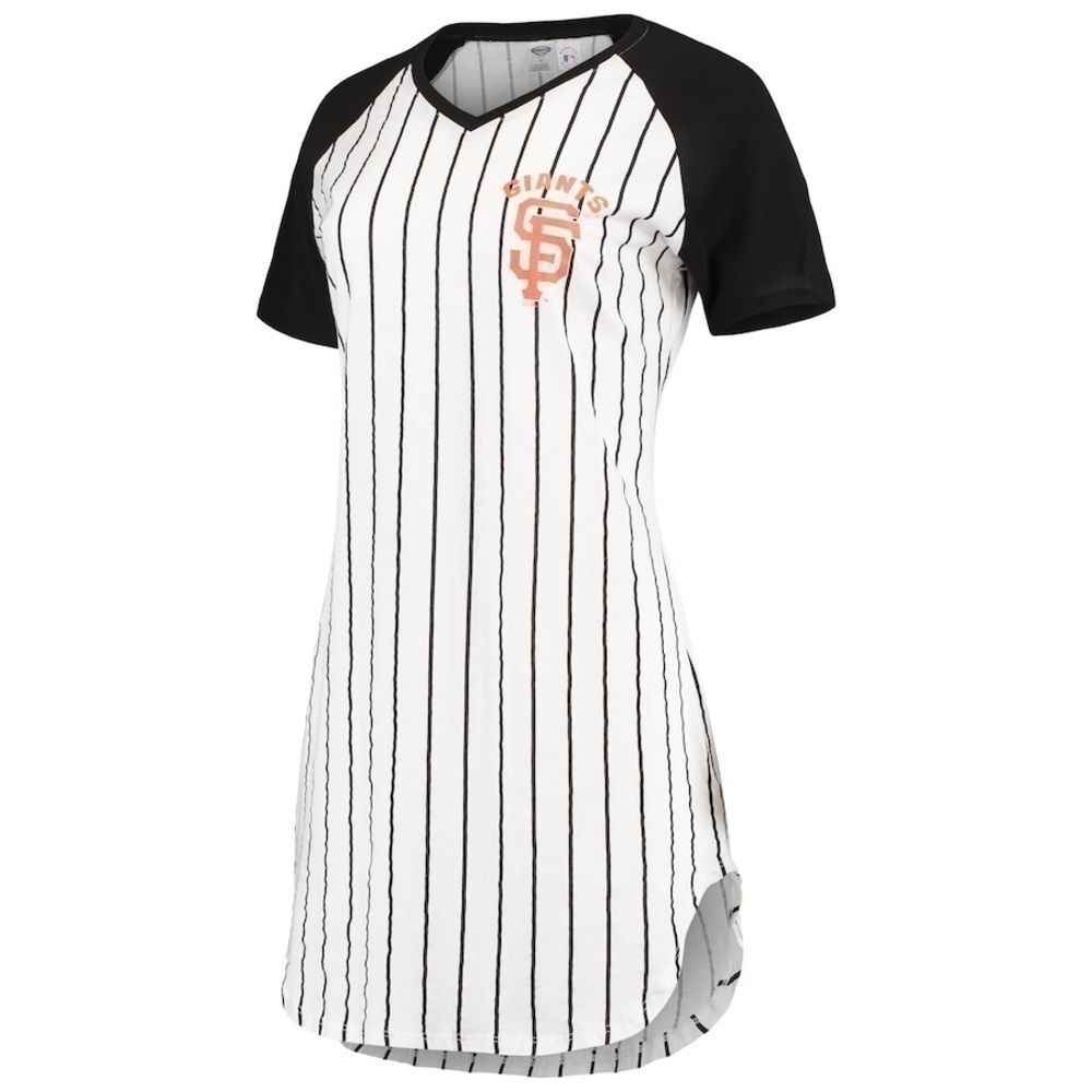 CONCEPTS SPORT Women's San Francisco Vigor Pinstripe Raglan V-Neck Nightshirt L